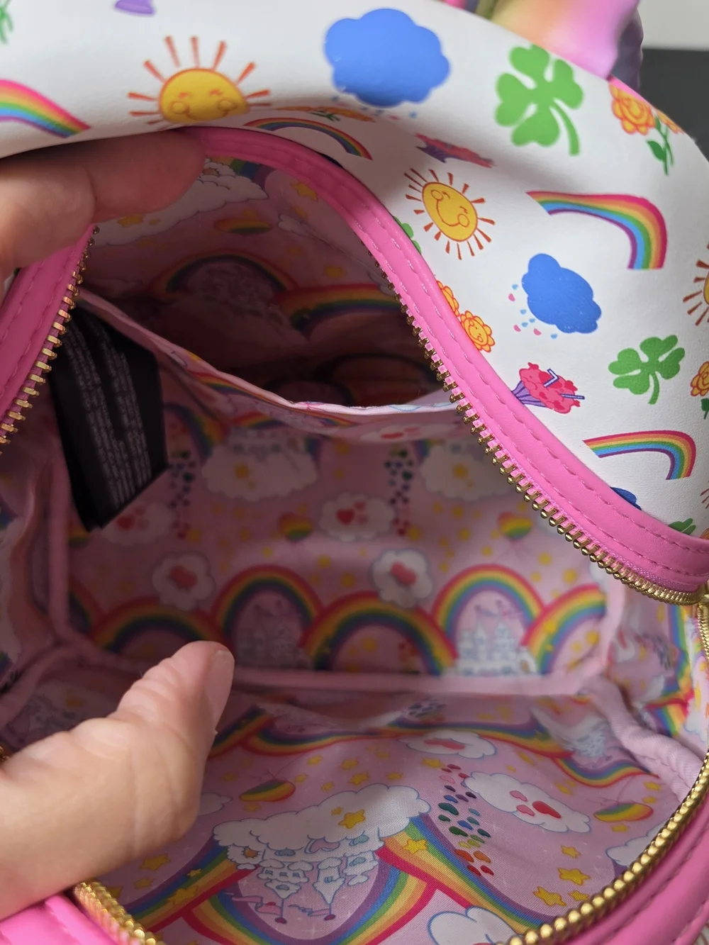 Loungefly Care Bears Stare Rainbow White & Pink Mini Backpack